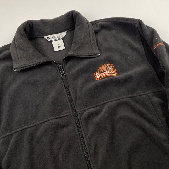 Columbia Oregon State Beavers Fleece Jacket Men’s L Full Zip Black Embroidery - Picture 1 of 8